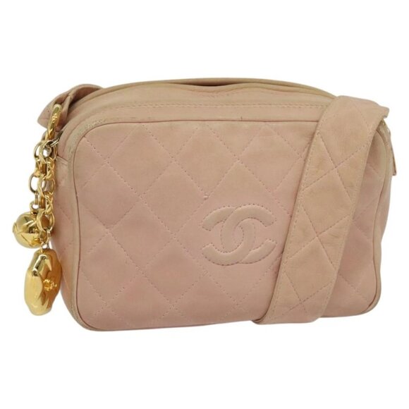 CHANEL Matelasse Shoulder Bag Lamb Skin Pink CC - Picture 1 of 16